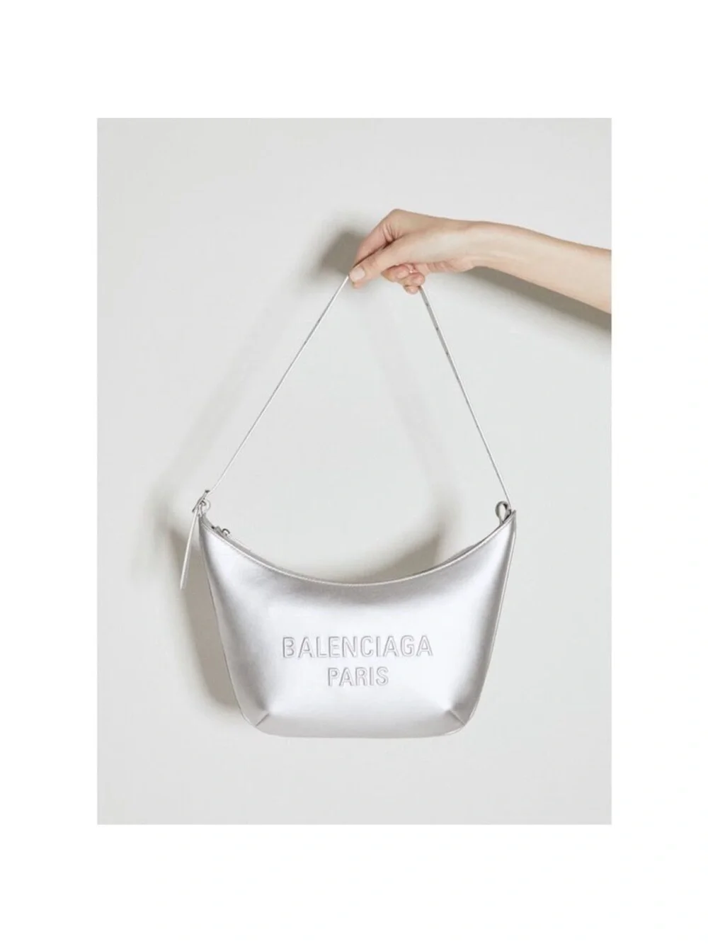 Balenciaga Leather Shoulder Bag Silver